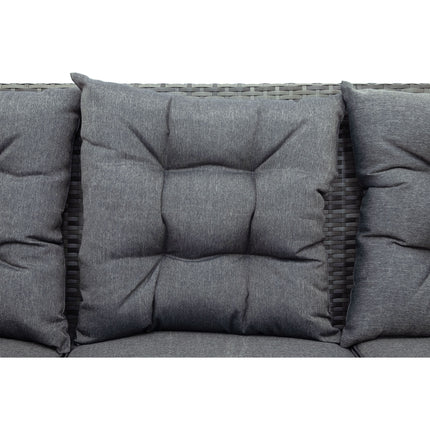 PX1- 5-piece Outdoor UV-Resistant Patio Sofa Set with Storage Bench All Weather PE Wicker Furniture Coversation Set with Glass Table, Gray - Likeshoppe 