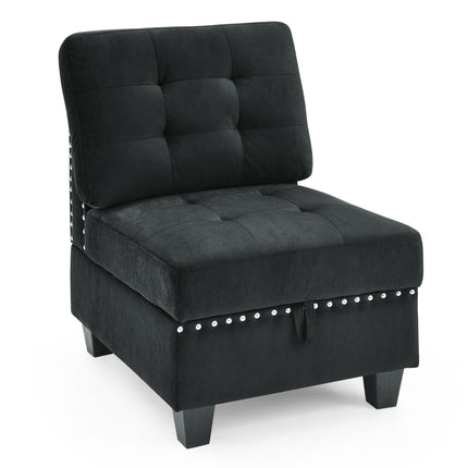 U shape Modular Sectional Sofa; DIY Combination; includes Four Single Chair and Two Corner; Black Velvet - Likeshoppe 
