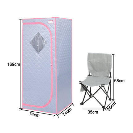 AK4- Full Size Portable Grey Steam Sauna tent–Personal Home Spa;  with Steam Generator;  Remote Control;  Foldable Chair;  Timer and PVC Pipe Connector Easy to Install - Likeshoppe 