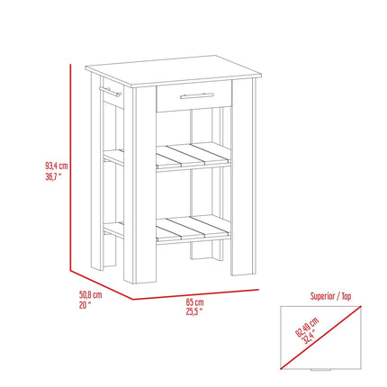PA5- Danville 2 Piece Kitchen Set, Kitchen Island + Kitchen Cart, White / Light Oak - Likeshoppe 