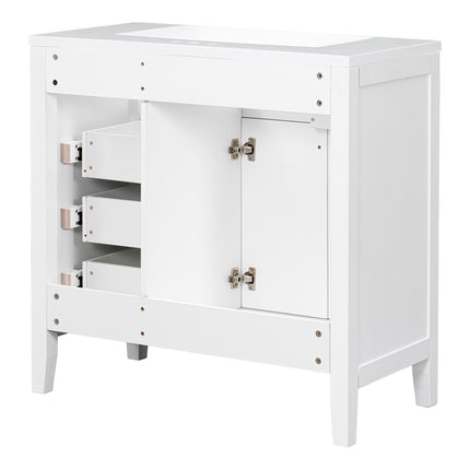 PT8- 36' Bathroom Vanity with Sink Combo;  White Bathroom Cabinet with Drawers;  Solid Frame and MDF Board - Likeshoppe 