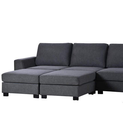 U1- 3 Pieces U shaped Sofa with Removable Ottomans - Likeshoppe 