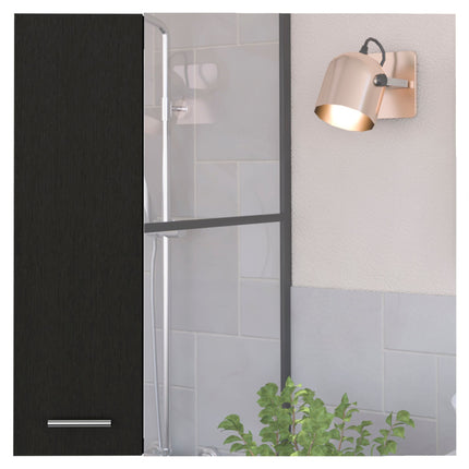 PU5- Kenya Medicine Cabinet, Mirror, Double Door, Four Interior Shelves, Black - Likeshoppe 
