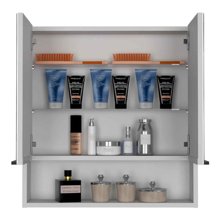 PU1- Ozark 24" Medicine Cabinet With Mirror, One Shelf, Black - Likeshoppe 