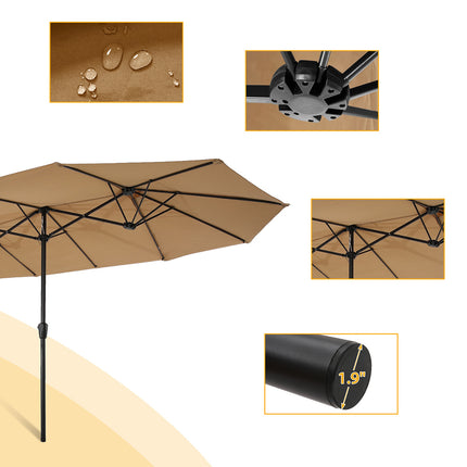 PZ1- 15x9ft Large Double-Sided Rectangular Outdoor Twin Patio Market Umbrella w/Crank-burgundy - Likeshoppe 