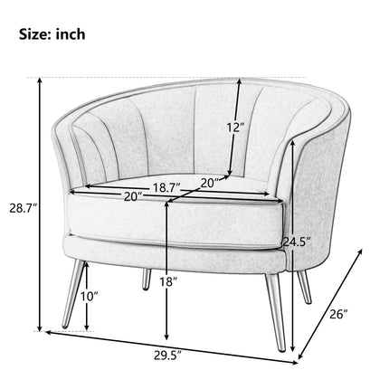 PJ1- Modern Velvet Accent Barrel Chair Leisure Accent Chair Living Room Upholstered Armchair Vanity Chair for Bedroom Meeting Room - Likeshoppe 