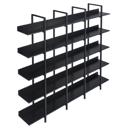 BC1- 5 Tier Bookcase Home Office Open Bookshelf, Vintage Industrial Style Shelf with Metal Frame, MDF Board - Likeshoppe 