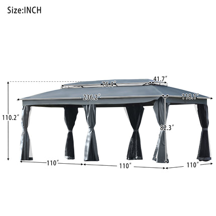 AG17-  110x220" Gazebo with Oxford Cloth & Mosquito Nets for Outdoor, Patio, Yard, Deck, Garden, Double Top Design Zipper Design Ultraviolet-proof Waterproof Fireproof Withstand Strong Winds - Likeshoppe 