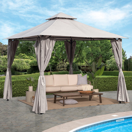 AG4- 10x10 Ft Outdoor Patio Garden Gazebo Canopy, Outdoor Shading, Gazebo Tent With Curtains - Likeshoppe 