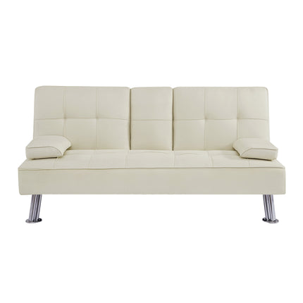 U2- Fabric Folding Sofa Bed with 2 Cup Holders, Removable Armrest and Metal Legs,Single Sofa Bed with Ottoman,3 pcs for 1 sets - Likeshoppe 