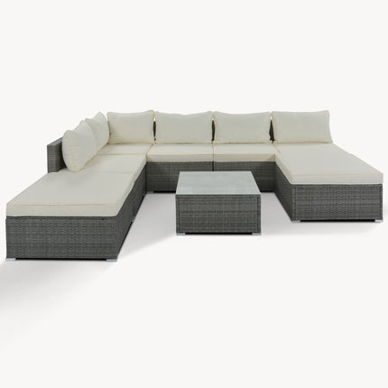PX7- 8-Pieces Outdoor Patio Furniture Sets;  Garden Conversation Wicker Sofa Set;  Single Sofa Combinable - Likeshoppe 