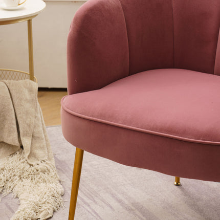 AC1- Shell Shape Velvet Fabric Armchair Accent Chair With Gold Legs For Living Room Bedroom - Likeshoppe 