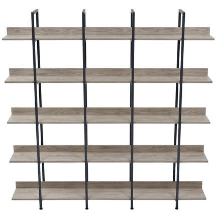 BC1- 5 Tier Bookcase Home Office Open Bookshelf, Vintage Industrial Style Shelf with Metal Frame, MDF Board - Likeshoppe 