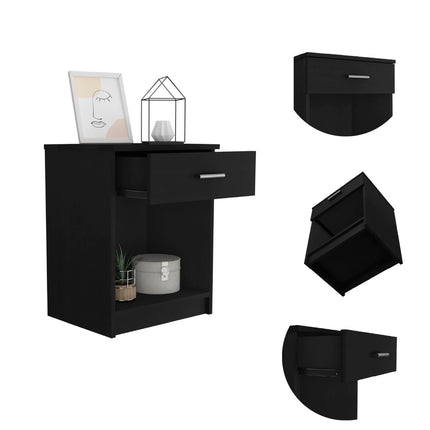 PE3- Pictor Nightstand, One Drawer, Lower Shelf, Superior Top, Black - Likeshoppe 