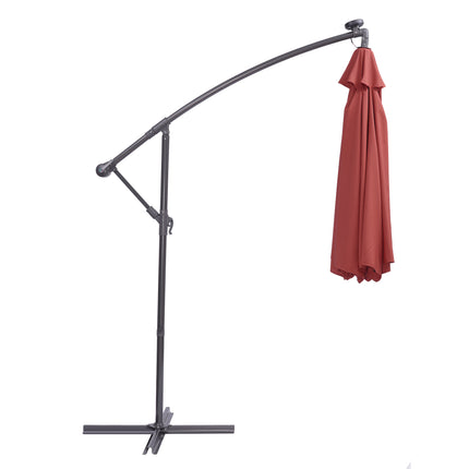 PZ3- 10 FT Solar LED Patio Outdoor Umbrella Hanging Cantilever Umbrella Offset Umbrella Easy Open Adustment with 32 LED Lights - Likeshoppe 