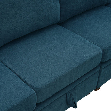 109*54.7\" Chenille Modular Sectional Sofa,U Shaped Couch with Adjustable Armrests and Backrests,6 Seat Reversible Sofa Bed with Storage Seats for Living Room, Apartment,2 Colors - Likeshoppe 