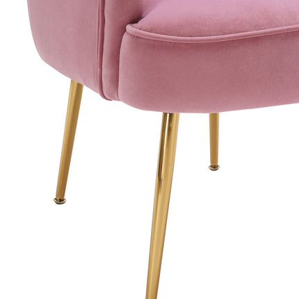 AC1- Shell Shape Velvet Fabric Armchair Accent Chair With Gold Legs For Living Room Bedroom - Likeshoppe 