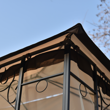 AG1- 13 Ft. W x 9.7 Ft. D Iron Patio Outdoor Gazebo;  Double Roof Soft Canopy Garden Backyard Gazebo with Mosquito Netting Suitable for Lawn;  Garden;  Backyard and Deck - Likeshoppe 