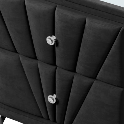 PE8- Contemporary Velvet Upholstered Glass Top Nightstand End table with Two Drawers Gray Solid Wood - Likeshoppe 