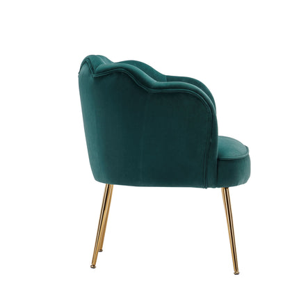 AC1- Shell Shape Velvet Fabric Armchair Accent Chair With Gold Legs For Living Room Bedroom - Likeshoppe 