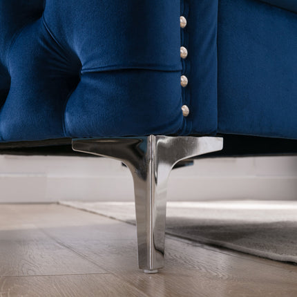 AC3- Modern Velvet Armchair Tufted Button Accent Chair Club Chair with Steel Legs for Living Room Bedroom - Likeshoppe 