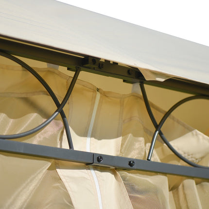 AG19- Double Tiered Grill Canopy;  Outdoor BBQ Gazebo Tent with UV Protection;  Beige - Likeshoppe 