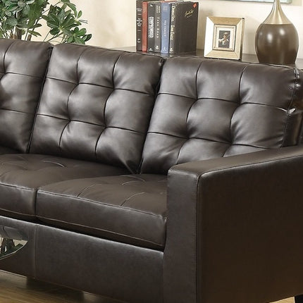 S3-Modular Sectional Espresso Faux Leather 4pcs Sectional Sofa LAF And RAF Loveseats Corner Wedge Armless Chair Tufted Cushion Couch - Likeshoppe 