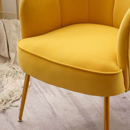AC1- Shell Shape Velvet Fabric Armchair Accent Chair With Gold Legs For Living Room Bedroom - Likeshoppe 