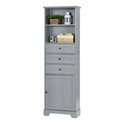 PU14- Tall Storage Cabinet with 3 Drawers and Adjustable Shelves for Bathroom;  Kitchen and Living Room;  MDF Board with Painted Finish - Likeshoppe 