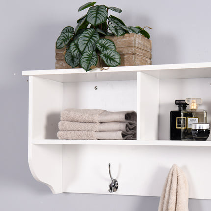 PR2- Entryway Wall Mounted Coat Rack with 4 Dual Hooks Living Room Wooden Storage Shelf - Likeshoppe 