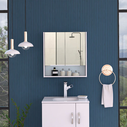 PU1- Ozark 24" Medicine Cabinet With Mirror, One Shelf, Black - Likeshoppe 