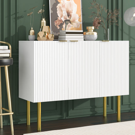 PC6- Modern Simple Sideboard with Particle Board and MDF Board;  Adjustable Shelves Luxury Style Cabinet with Gold Metal Legs and Handles for Hallway - Likeshoppe 