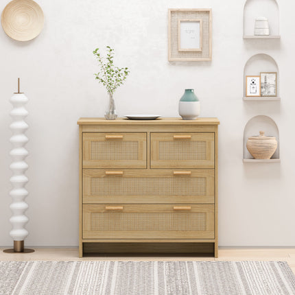 CB8-4 Drawers Rattan Cabinet,for Bedroom,Living Room,Dining Room,Hallways,Easy Assembly - Likeshoppe 