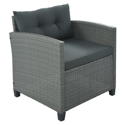 PX14- 6-Piece Outdoor Wicker Sofa Set, Patio Rattan Dinning Set, Sectional Sofa with Thick Cushions and Pillows, Plywood Table Top, For Garden, Yard, Deck - Likeshoppe 