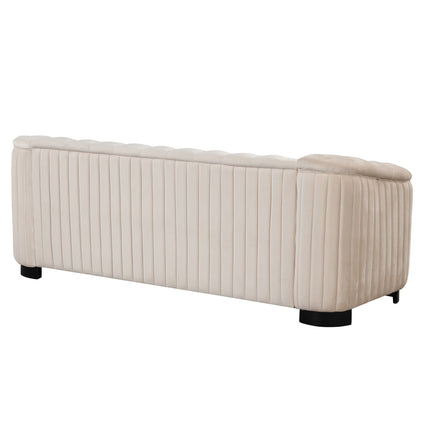 F1 82\" Mid Century Modern Sofa with Rubber Wood Legs; Velvet Upholstered Sofa Couch; Sofa with Thick Removable Seat Cushion;  3 Seater Sofa Couch for Living Room - Likeshoppe 