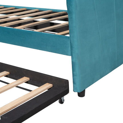 U3-Upholstered Daybed Sofa Bed Twin Size With Trundle Bed and Wood Slat - Likeshoppe 