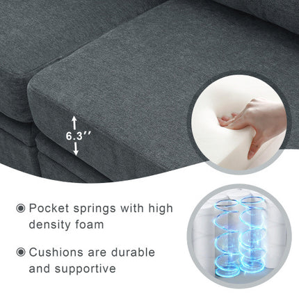 109*54.7\" Chenille Modular Sectional Sofa,U Shaped Couch with Adjustable Armrests and Backrests,6 Seat Reversible Sofa Bed with Storage Seats for Living Room, Apartment,2 Colors - Likeshoppe 