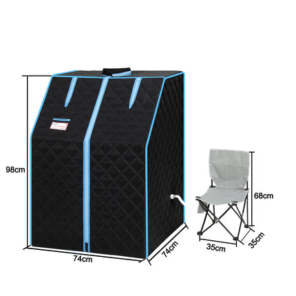 AK7- Portable Half body Black Steam Sauna Tent for Personal Relaxation;  Detox and Therapy at home.PVC Pipe Connector Easy to Install.Fast heating with FCC Certification - Likeshoppe 