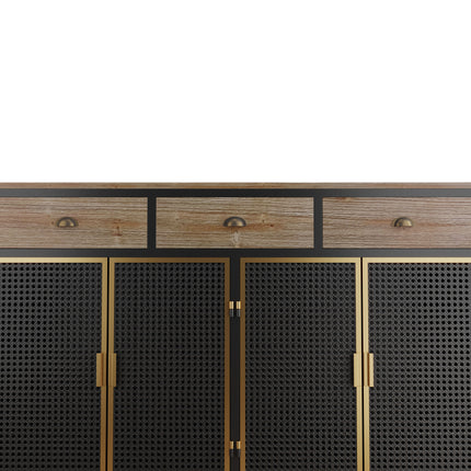 PC1- 48" Wide 4 Doors Modern Sideboard with 3 Top Drawers, Freestanding Sideboard Storage Cabinet Entryway Floor Cabinet for Living Room Office Bedroom - Likeshoppe 
