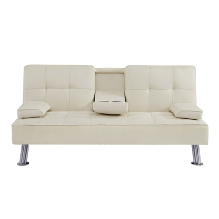 U2- Fabric Folding Sofa Bed with 2 Cup Holders, Removable Armrest and Metal Legs,Single Sofa Bed with Ottoman,3 pcs for 1 sets - Likeshoppe 