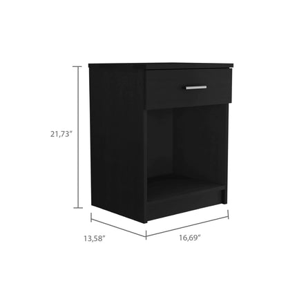 PE3- Pictor Nightstand, One Drawer, Lower Shelf, Superior Top, Black - Likeshoppe 