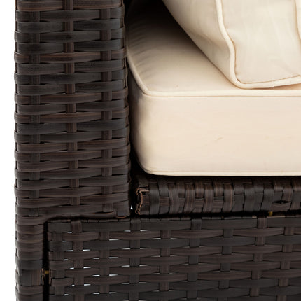 PX16- 5 Pieces All-Weather Brown PE Rattan Wicker Sofa Set Outdoor Patio Sectional Furniture Set Half-Moon Sofa Set with Tempered Glass Table - Likeshoppe 