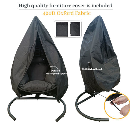 PY5- High Quality Outdoor Indoor Black color PE Wicker Swing Egg chair - Likeshoppe 