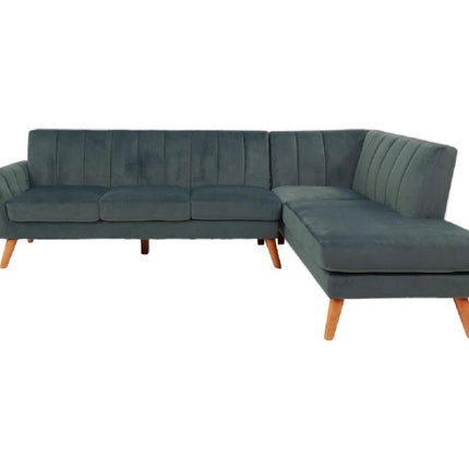 S7- Contemporary 2-Pcs Sectional Set Living Room Furniture Dark Gray Velvet Couch Left Facing Sofa, Right Facing Chaise Plush Cushion - Likeshoppe 