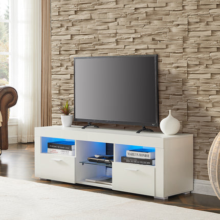 TV6- White morden TV Stand with LED Lights,high glossy front TV Cabinet,can be assembled in Lounge Room, Living Room or Bedroom,color:WHITE - Likeshoppe 