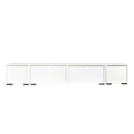 TV13- ON-TREND Extended, Minimalist Design TV stand with Color Changing LED Lights, Modern Universal Entertainment Center, High Gloss TV Cabinet for 90+ inch TV, White - Likeshoppe 