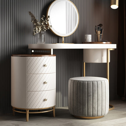 PH1- Modern Makeup Vanity Table With LED Lighted Mirror;  Dressing Table with Movable Tray Top;  4 Solid Wood Drawer;  Without Stool;  43\" - Likeshoppe 