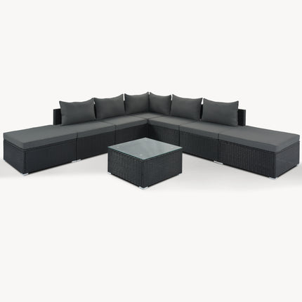 PX7- 8-Pieces Outdoor Patio Furniture Sets;  Garden Conversation Wicker Sofa Set;  Single Sofa Combinable - Likeshoppe 