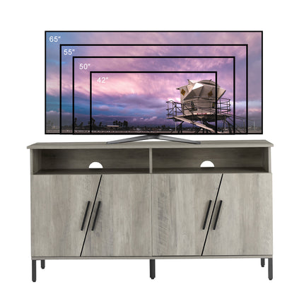 TV3- Farmhouse style TV Stand;  TV station with storage and open drawers;  entertainment center console table;  living room media furniture.(Grey; 58''W*23.6''D*31.5''H) - Likeshoppe 