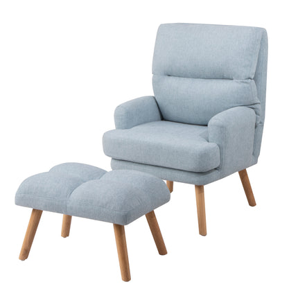 AF1- Accent Chair with Ottoman Set;  Fabric Armchair with Wood Legs and Adjustable Backrest ;  Mid Century Modern Comfy Lounge Chair for Living Room;  Bedroom;  Reading Room and Study - Likeshoppe 